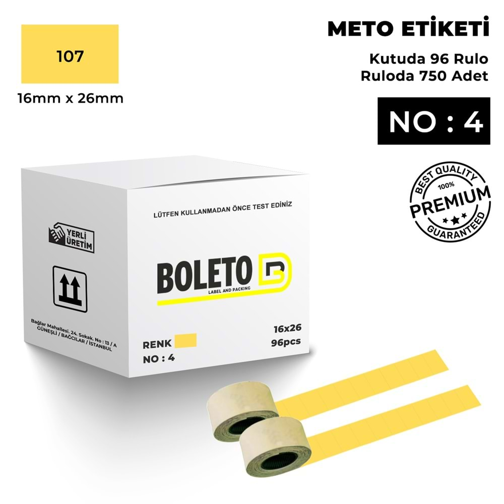 Meto Etiketi 107 Hardal Sarısı