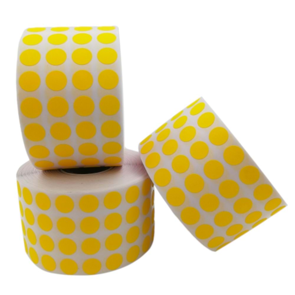 Nokta Kontrol Etiketi, Çap : 1 cm, Ruloda 10.000 Adet, Renk : Sarı