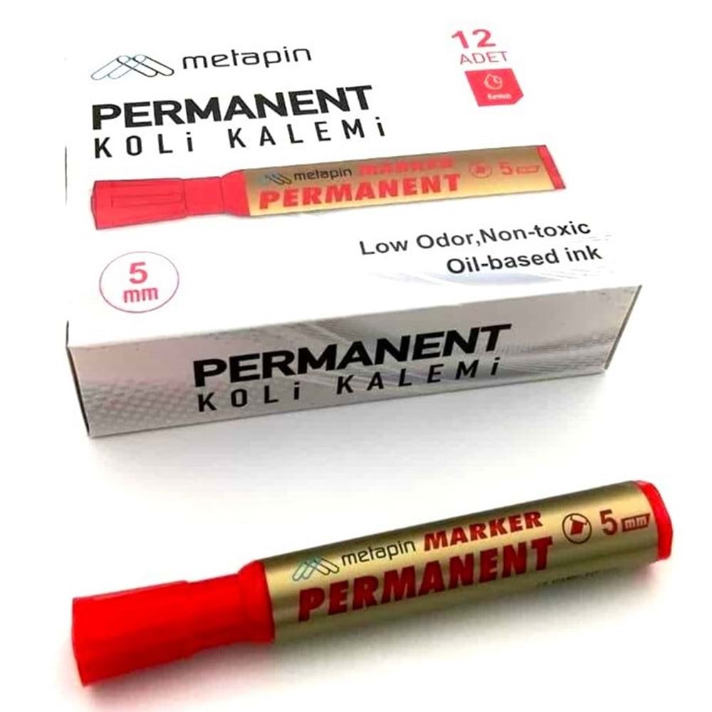 Permanent Koli Kalemi, Model Kesik Uçlu, Renk Kırmızı, Kalınlık 5 mm