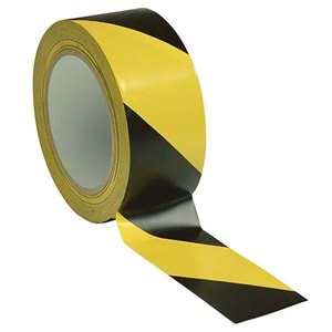 Pvc Sarı Siyah Yer İşaretleme Bandı, 0.17 mm x 50 mm X 30 metre